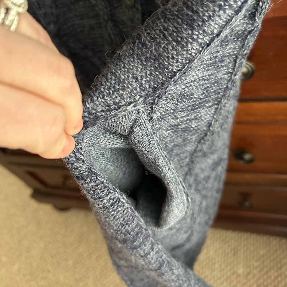 Alicia Adams Alpaca cable cardigan duster in blue 100% baby alpaca - Picture 5 of 10